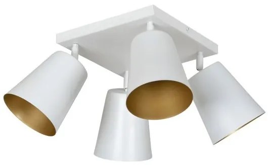 Σποτ Φωτιστικό Οροφής 4xE27 Ατσάλι PRISM Made in Poland Emibig-407/4-Λευκό-Χρυσό 407/4