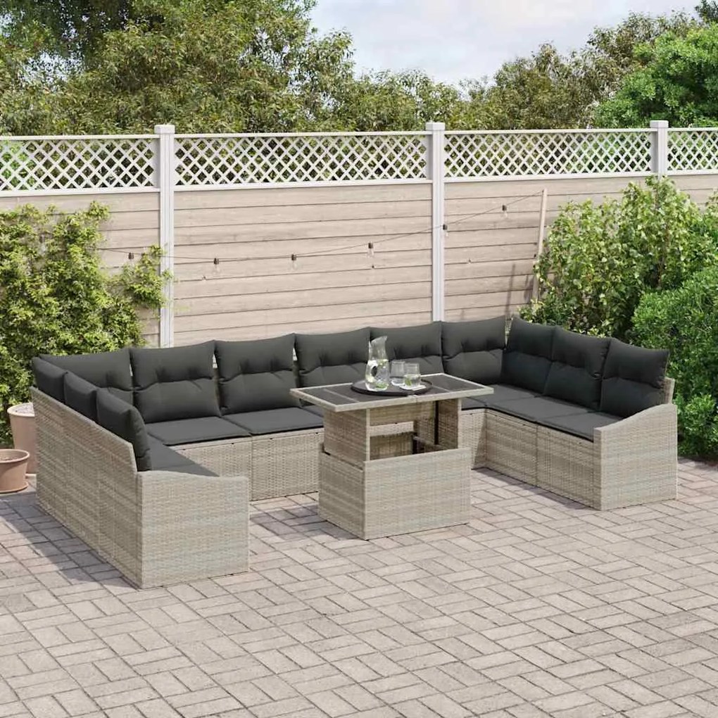 vidaXL Σετ Καναπέ Κήπου 11 pcs Ανοιχτό γκρι 100 x 55 x 73 εκ