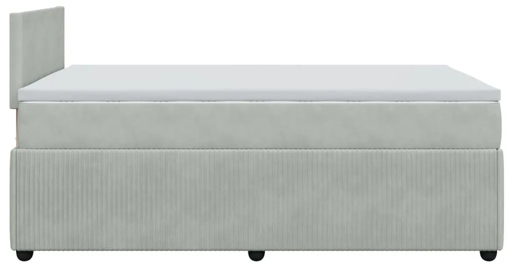 Κρεβάτι Boxspring με Στρώμα Ανοιχτό Γκρι 120x190 εκ. Βελούδινο - Γκρι