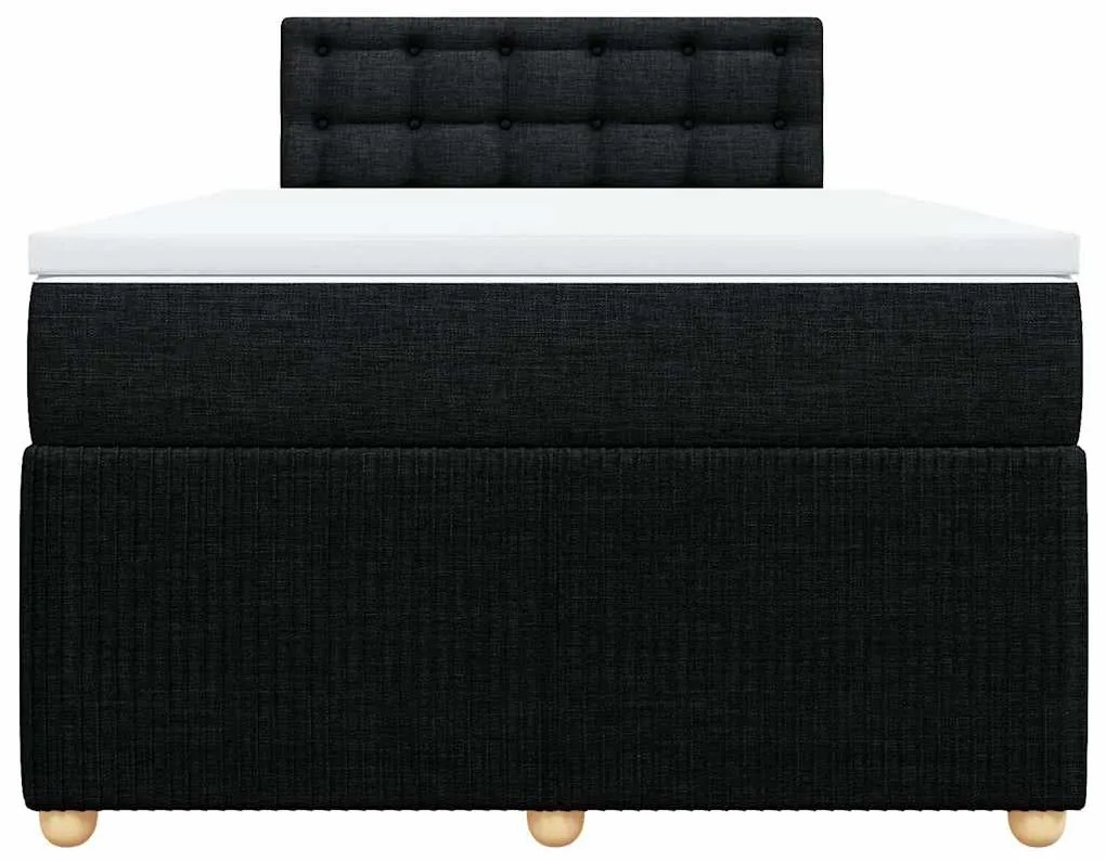 vidaXL Κρεβάτι Boxspring με Στρώμα Μαύρο 120x200 εκ. Υφασμάτινο