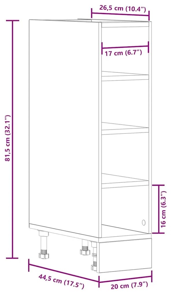 Ντουλάπι Δαπέδου Riga Καφέ Δρυς 20x44,5x81,5 εκ. Μοριοσανίδα 854190