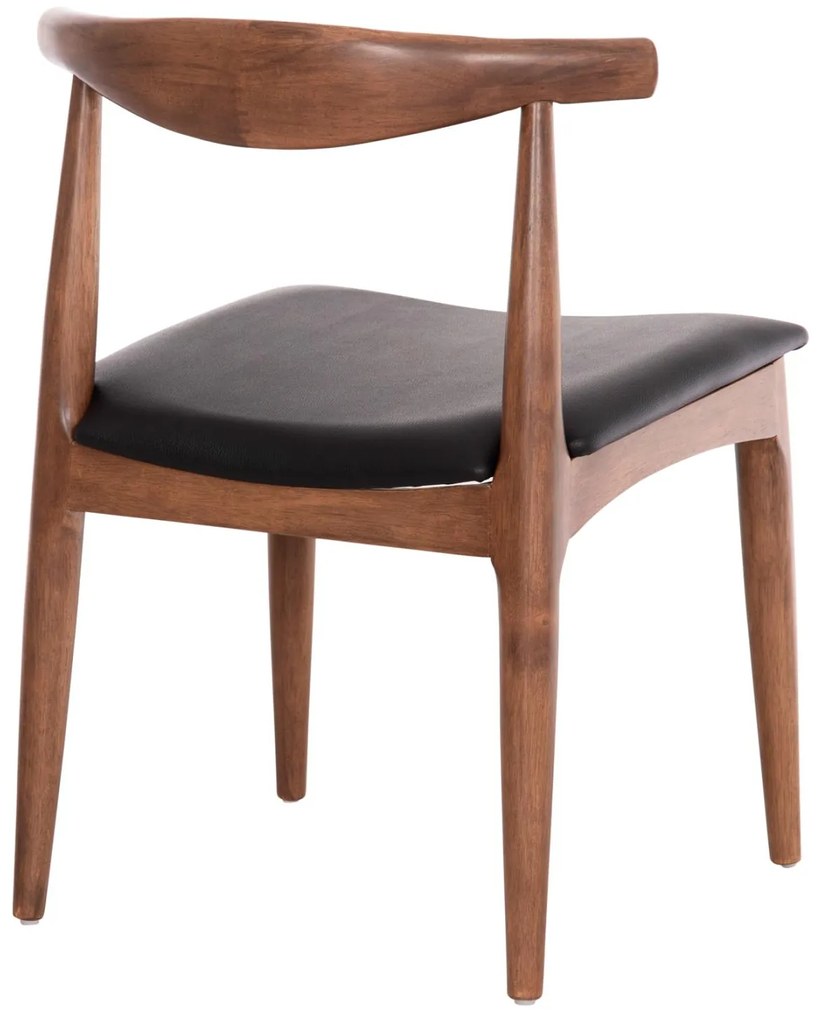 Καρέκλα τραπεζαρίας ALOR Rubberwood Καρυδί με PU Μαύρο 55x51x75Υεκ. 2αδα 55x51x75 εκ.