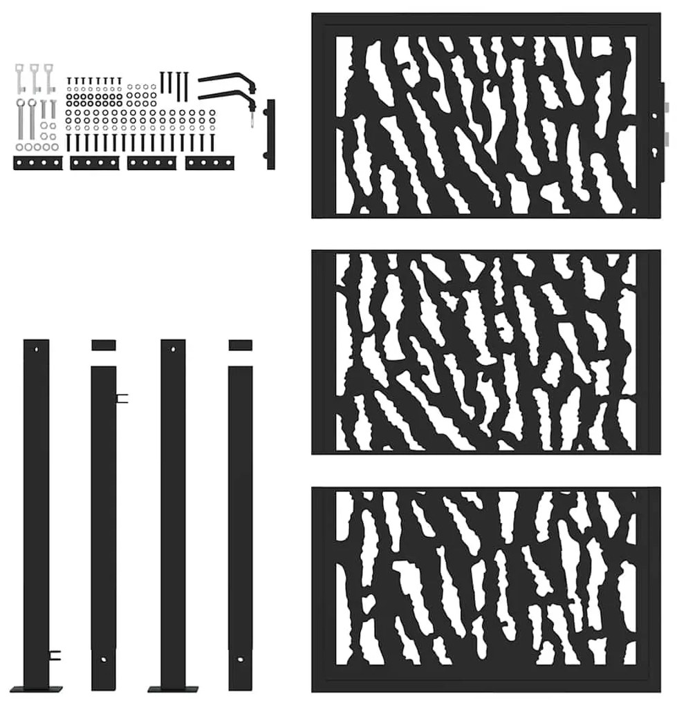 vidaXL Πύλη κήπου Μαύρη 105x155 cm Ατσάλινη σχεδίαση ίχνους