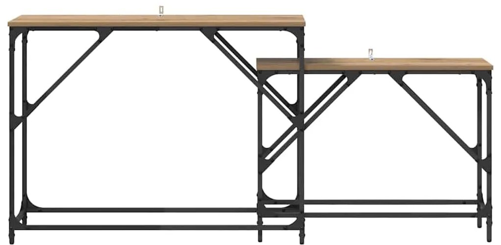 vidaXL Τραπέζι κονσόλας 2 pcs Artisan Oak 100 x 28 x 75 εκ.