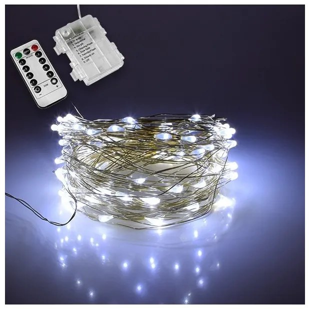 Διακοσμητικό Γιρλάντα 10m 100 LED 6000K Ασύρ Χειριστήριο 79781 Globostar-79781-Χάλκινο 79781