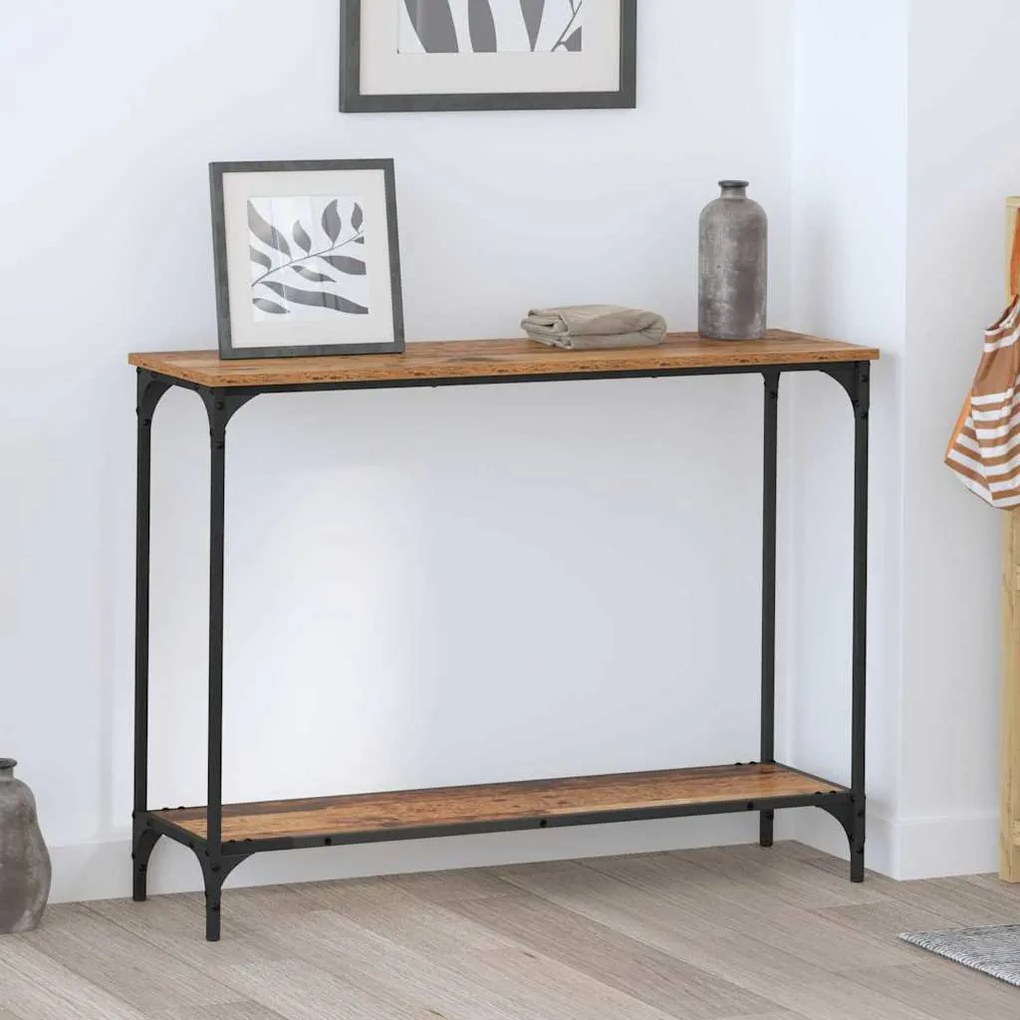 vidaXL Τραπέζι κονσόλας με ράφι Παλαιό ξύλο 101 x 30.5 x 75 εκ