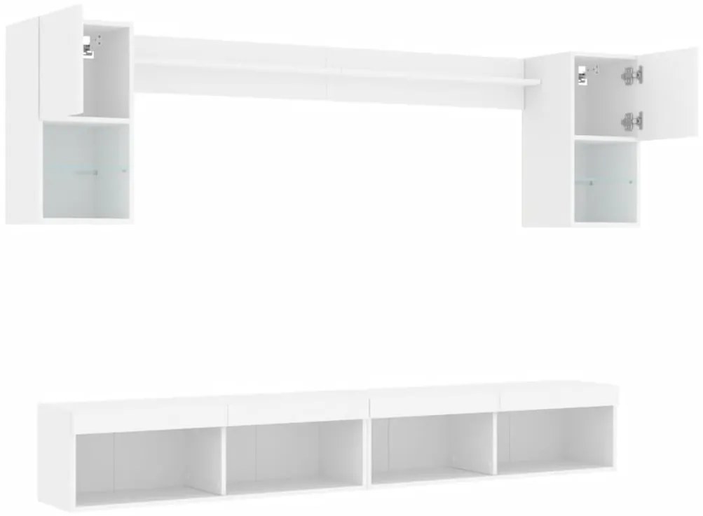 vidaXL Έπιπλα Τοίχου Τηλεόρασης 6 τεμ LED Λευκά από Επεξεργασμένο Ξύλο