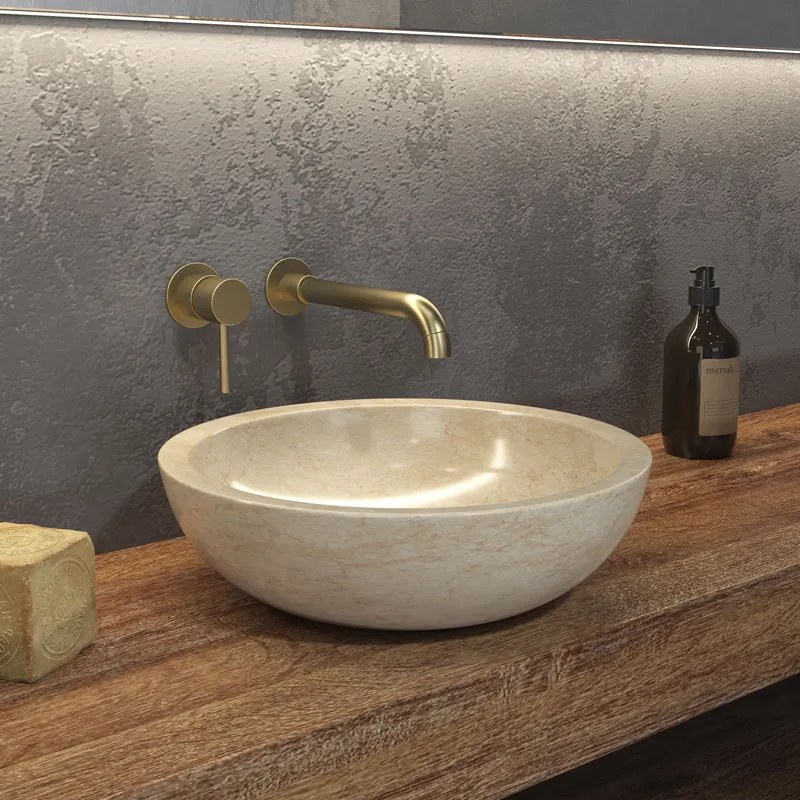 KARAG  ELENA SBP Νιπτήρας επικαθήμενος πέτρινος ELENA Cream KARAG Ø40x12cm KARAG-5206836064796
