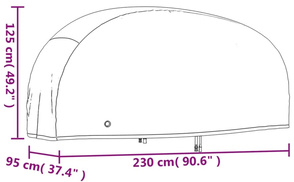 Κουκούλα Μηχανής Μαύρη 230x95x125 εκ. Ύφασμα Oxford 210D