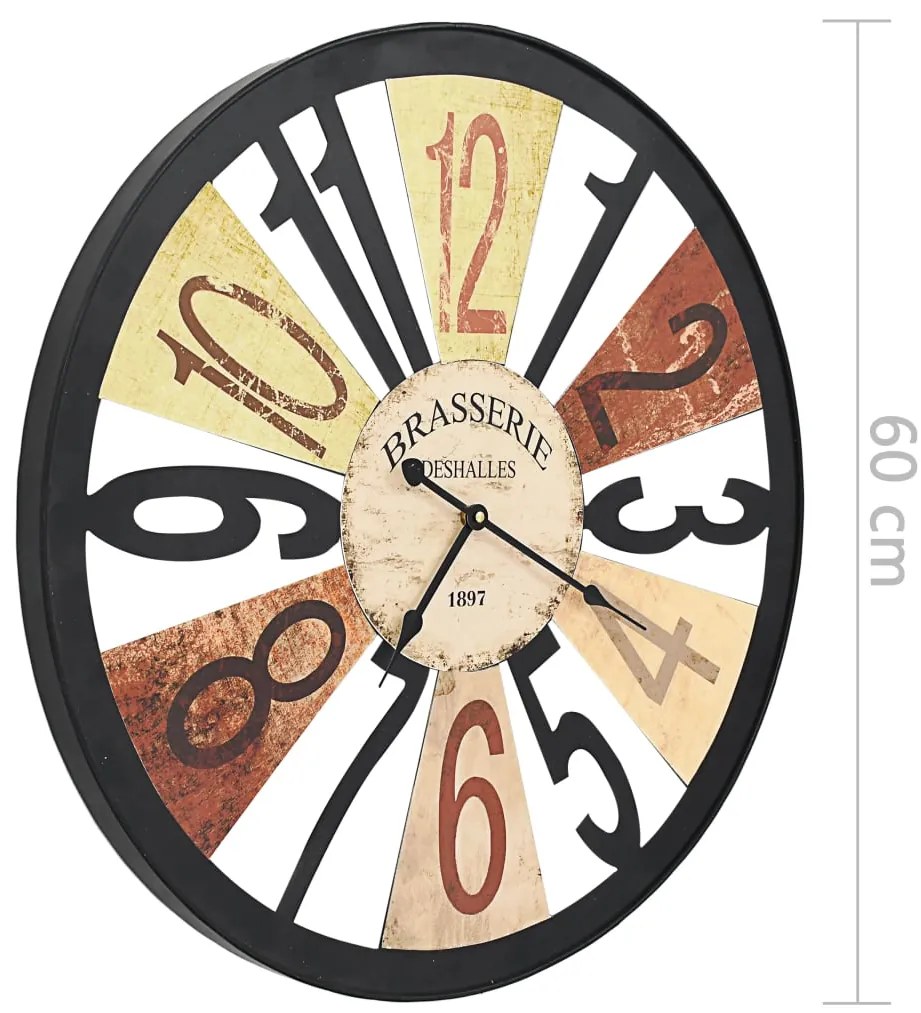 vidaXL Ρολόι Τοίχου Πολύχρωμο 60 εκ. Μεταλλικό