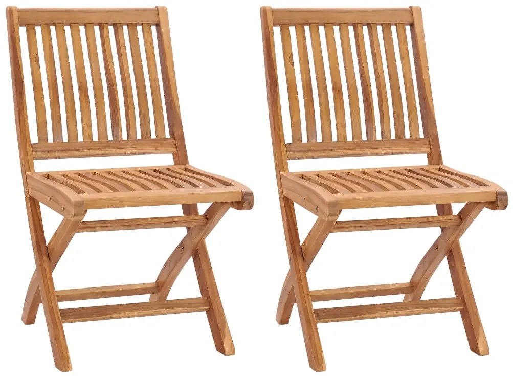 vidaXL Καρέκλες Κήπου Πτυσσόμενες 2 τεμ. από Μασίφ Ξύλο Teak