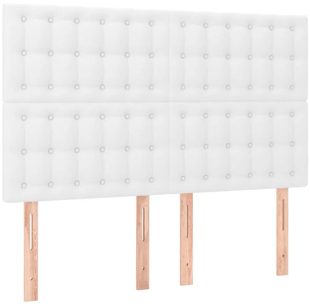 vidaXL Κρεβάτι Boxspring με Στρώμα & LED Λευκό 140x200 εκ. Συνθ. Δέρμα