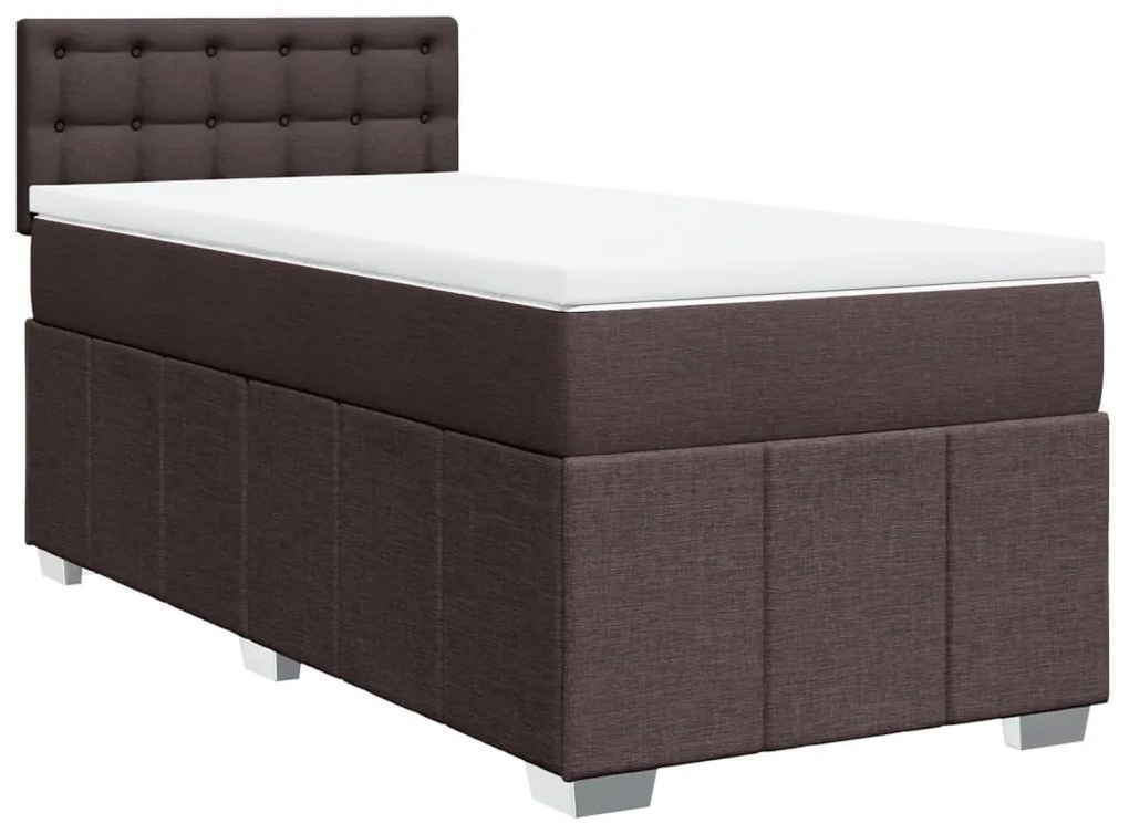 vidaXL Κρεβάτι Boxspring με Στρώμα Σκούρο Καφέ 90x190 εκ. Υφασμάτινο