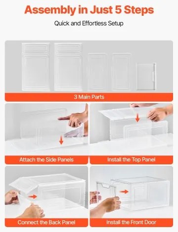 VEVOR Shoe Storage Boxes 12PCS Stackable Shoe Boxes US Size 13 Transparent White