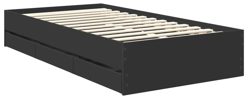 vidaXL Σκελετός Κρεβατιού Μαύρο 90 x 190 cm Μηχανήματος Ξύλο