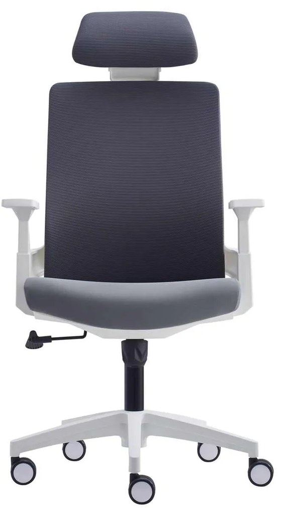 Πολυθρόνα Γραφείου Bf8900 Διευθυντή Άσπρη / Mesh - Ύφασμα Γκρι. Διάσταση: 64x66x116/128cm