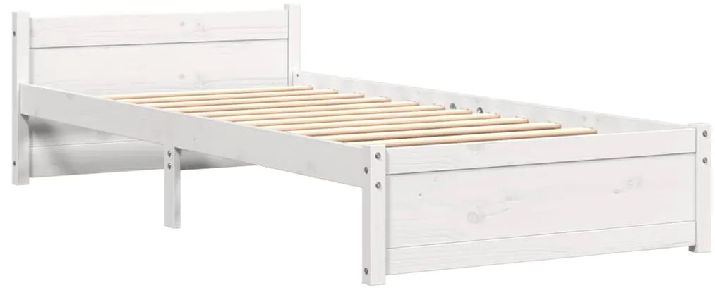 vidaXL Πλαίσιο Κρεβατιού Λευκό 75x190 εκ. Μασίφ Ξύλο Small Single