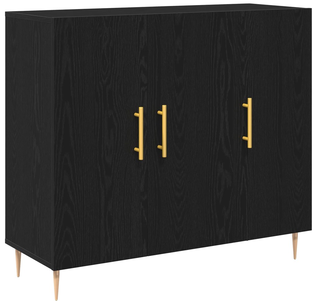 vidaXL Μαύρος Μπουφές Δρυς 90x34x80 εκ. Φτιαγμένος από ξύλο