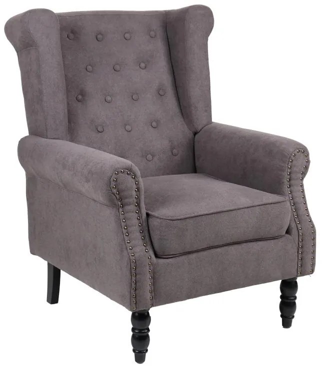 Πολυθρόνα Piore ανθρακί ύφασμα και πόδι rubberwood σε μαύρη απόχρωση 77x80x106εκ 77x80x106 εκ.