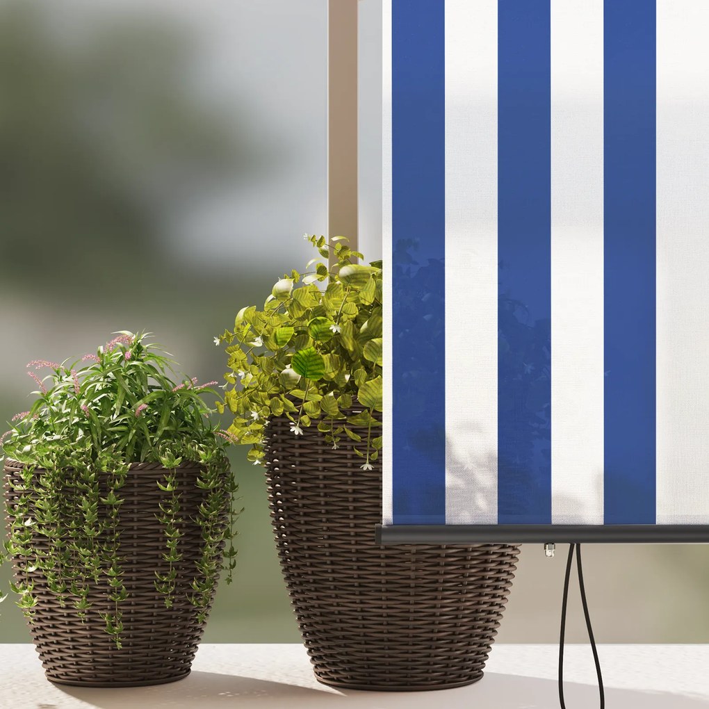 vidaXL Εξωτερικό ρολό Striped Μπλε και λευκό 200 x 250 εκ. ύφασμα