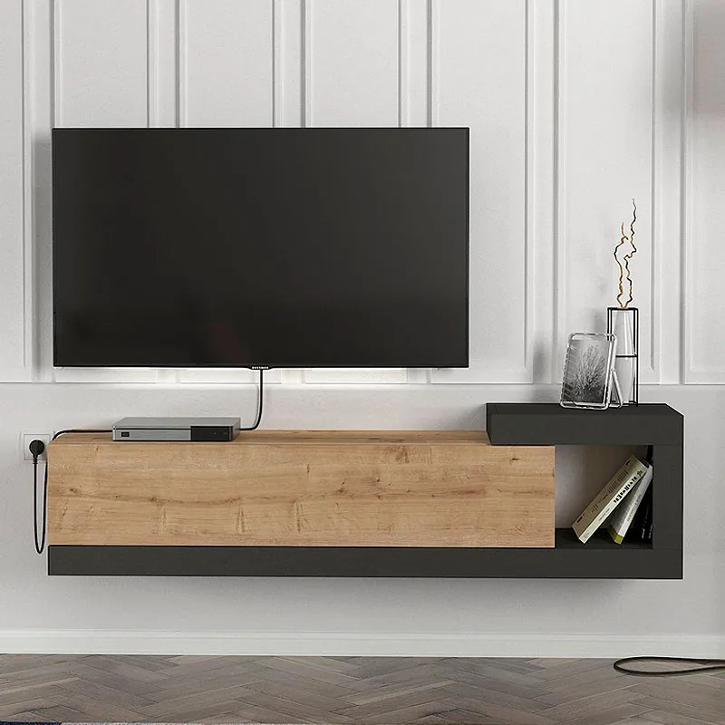ΕΠΙΠΛΟ ΤΗΛΕΟΡΑΣΗΣ ΕΠΙΤΟΙΧΙΟ VOLARE MEGAPAP ΧΡΩΜΑ SAPPHIRE OAK - ΑΝΘΡΑΚΙ 150X29,6X38,6ΕΚ.
