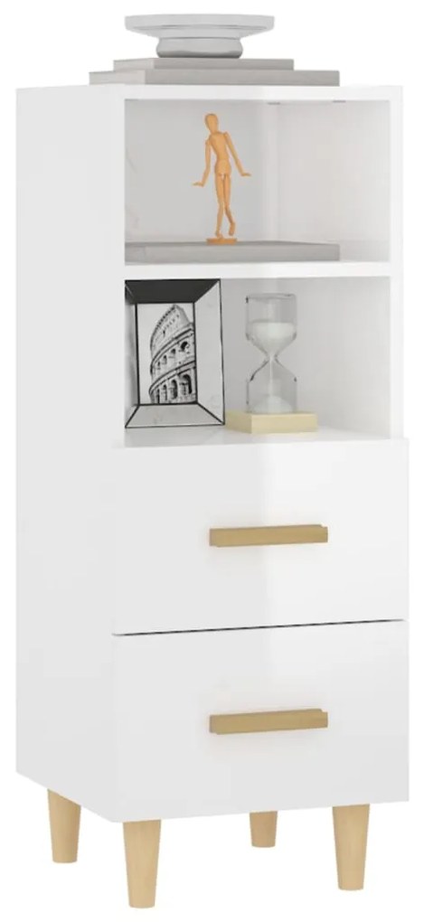 vidaXL Ντουλάπι Γυαλιστερό Λευκό 34,5x34x90 εκ. Επεξεργασμένο Ξύλο