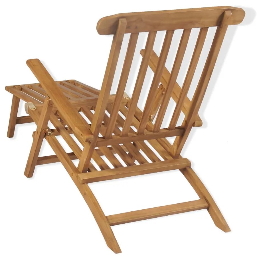 vidaXL Ξαπλώστρα με Υποπόδιο από Μασίφ Ξύλο Teak