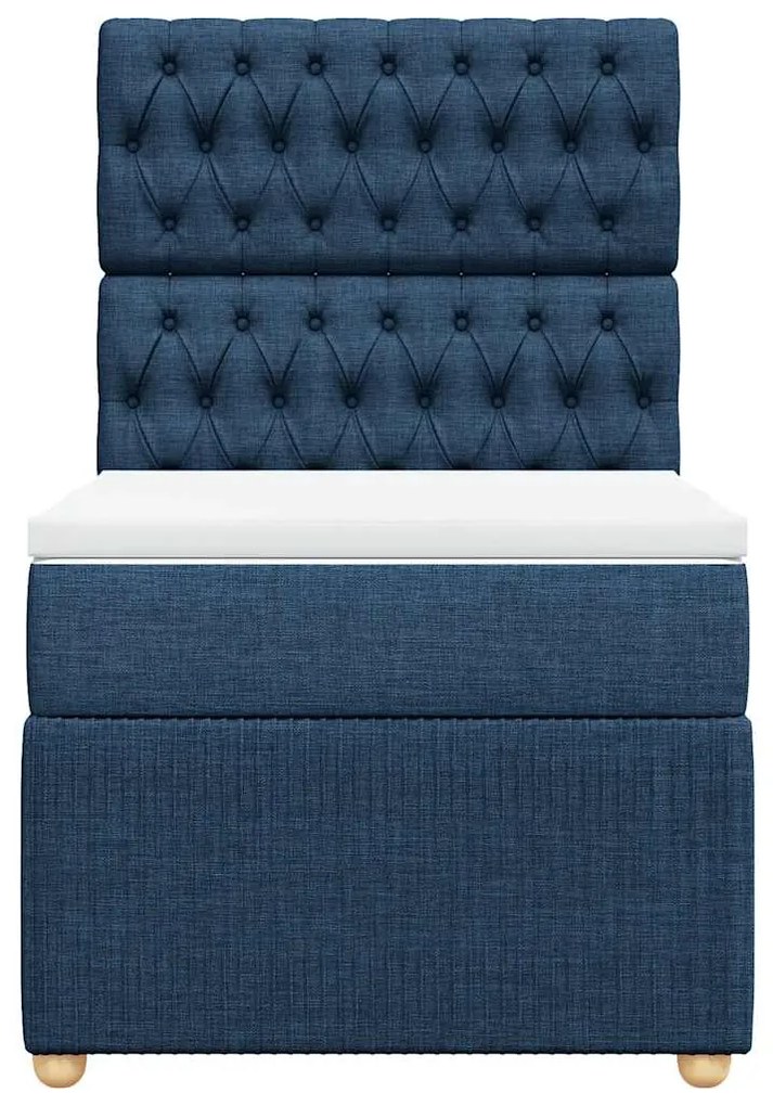 vidaXL Κρεβάτι Boxspring με Στρώμα Μπλε 80x200 εκ. Υφασμάτινο