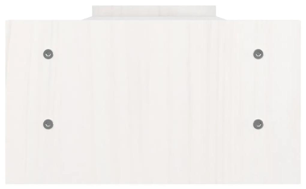 Βάση Οθόνης Λευκή 100x27x15 εκ. από Μασίφ Ξύλο Πεύκου - Λευκό