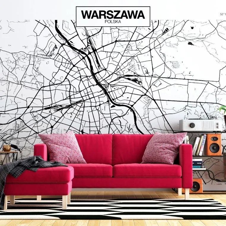 Αυτοκόλλητη φωτοταπετσαρία - Warsaw Map - 343x245