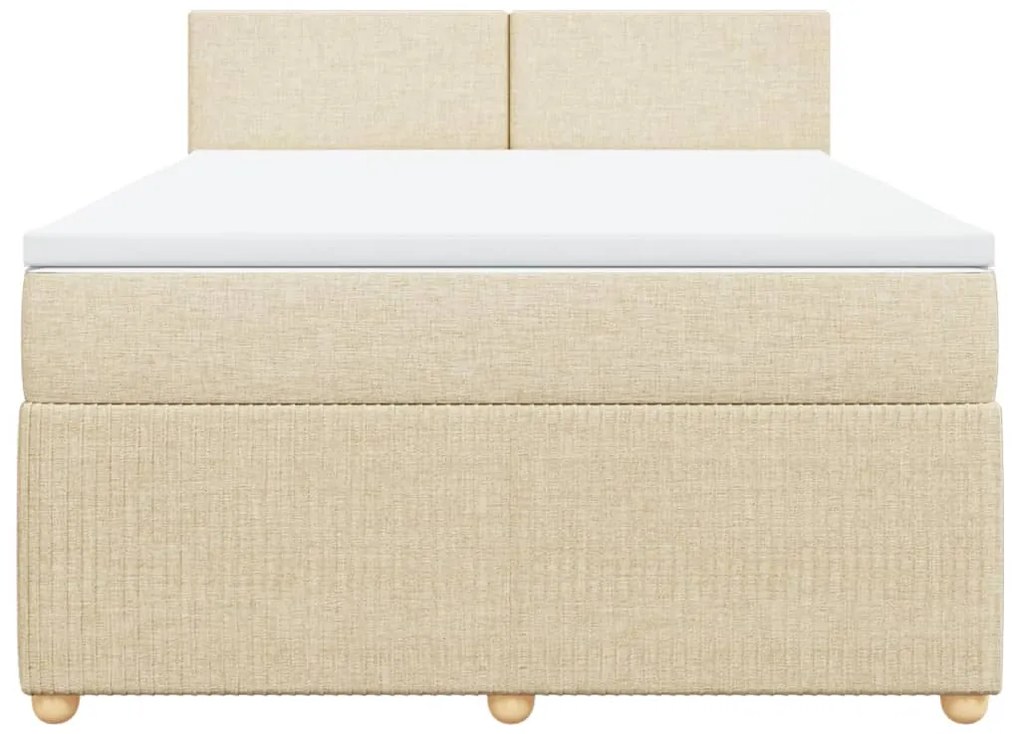 vidaXL Κρεβάτι Boxspring με Στρώμα Κρεμ 160x200 εκ. Υφασμάτινο
