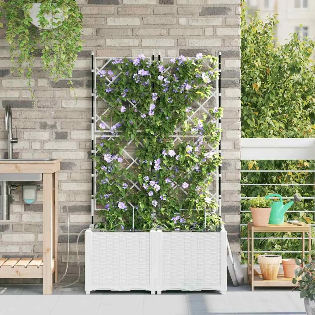 vidaXL Ζαρντινιέρες κήπου Λευκό 80 x 40 x 142 cm Ατσάλι