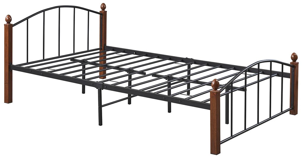 Κρεβάτι Ημίδιπλο ArteLibre LARAMIE Μαύρο/Καρυδί Μέταλλο Για Στρώμα 120x200cm