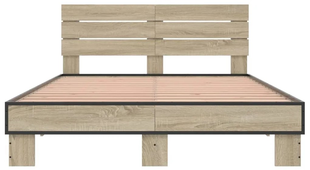 vidaXL Πλαίσιο Κρεβατιού Sonoma Δρυς 120x190 εκ. Επεξ. Ξύλο & Μέταλλο