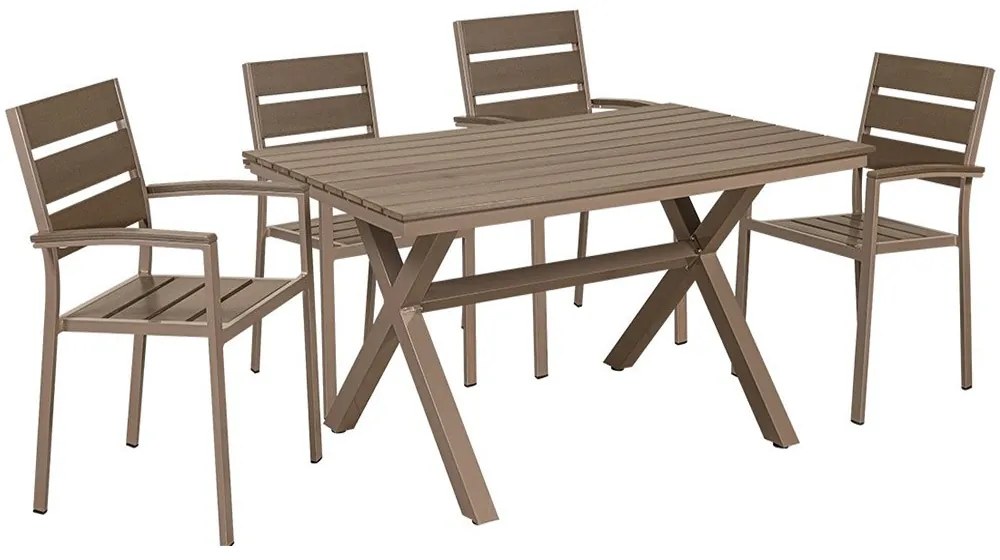 Σετ Τραπεζαρία 5τεμ. 154519 Brown 90Χ150Χ74 cm 4 Θέσεων