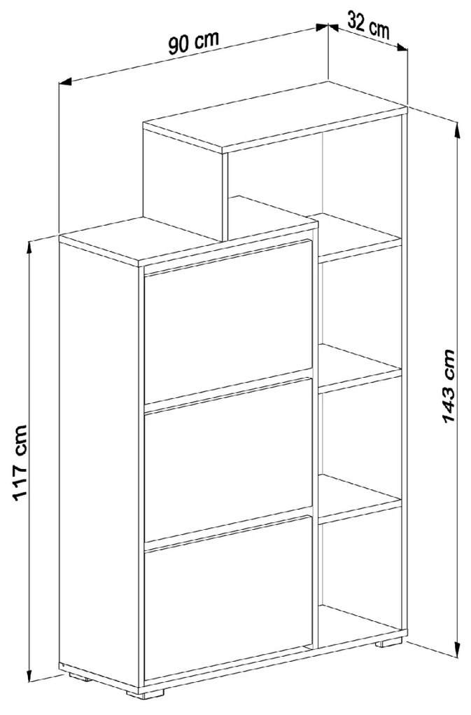 ΠΑΠΟΥΤΣΟΘΗΚΗ ROBBEN HM18189.01 ΜΕΛΑΜΙΝΗ ΣΕ ΛΕΥΚΟ 90x30x143Υεκ.