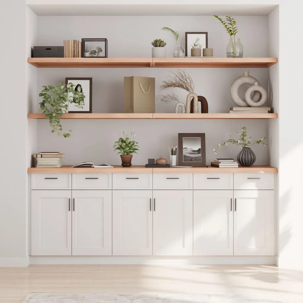 vidaXL Ράφι Τοίχου 220x60x(2-4) εκ. από Ακατέργαστο Μασίφ Ξύλο Δρυός