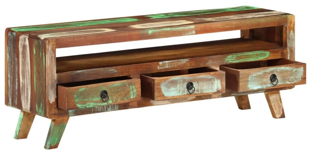 vidaXL Έπιπλο Τηλεόρασης 110x30x40εκ. Πολύχρωμο από Μασίφ Ανακυκ. Ξύλο
