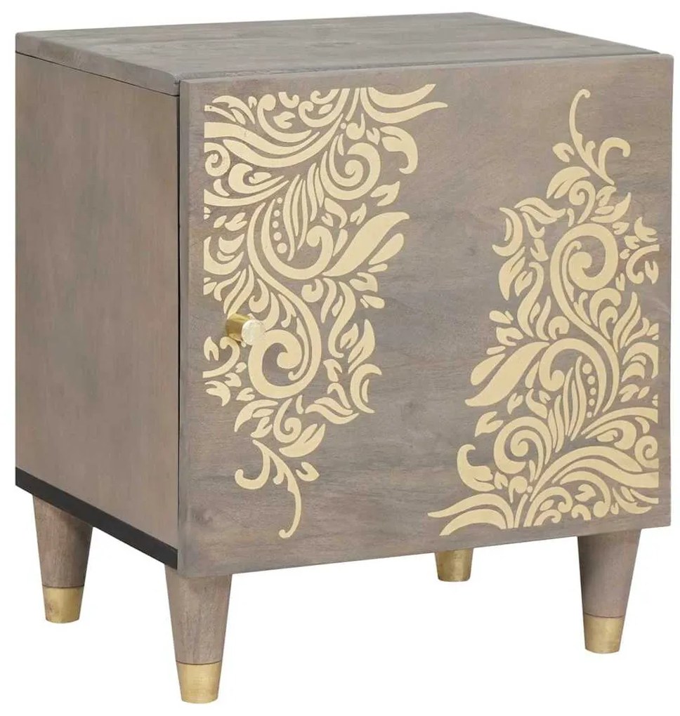 vidaXL Κομοδίνο 2 pcs Γκρι 40 x 33 x 46 εκ. Μασίφ ξύλο μάνγκο