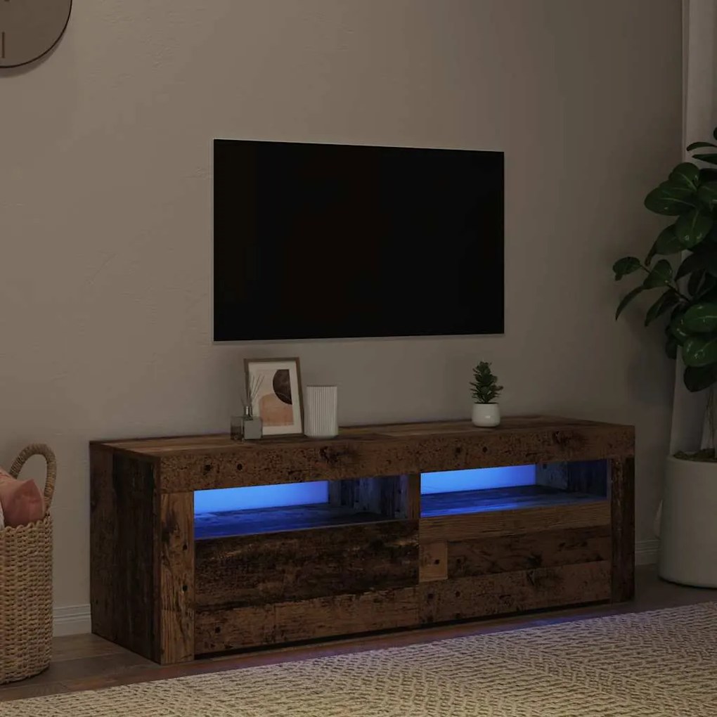 vidaXL Έπιπλο Τηλεόρασης LED Όψη Παλαιού Ξύλου 120x35x40 εκ.Επεξ. Ξύλο