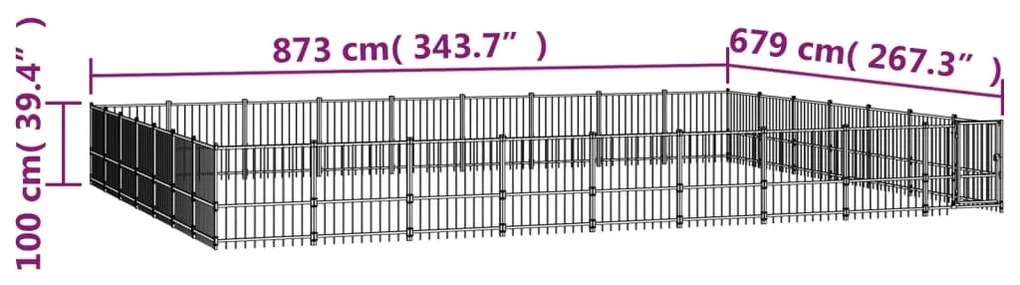 vidaXL Κλουβί Σκύλου Εξωτερικού Χώρου 59,28 μ² από Ατσάλι