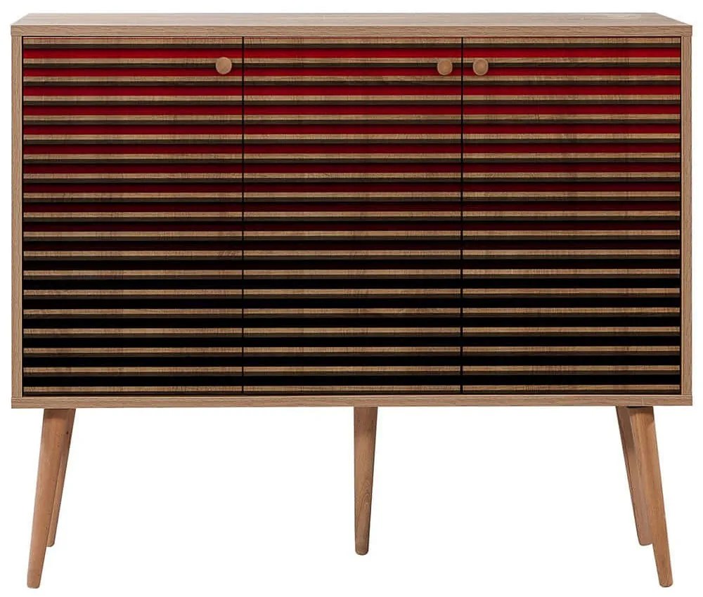 Μπουφές Mega 863SPH3420 120x36x90cm Oak-Red Μοριοσανίδα,Ξύλο