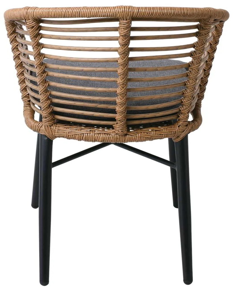 Πολυθρ. SALSA Alu STACK Στοιβαζόμενη Μαύρη/Wicker Φυσικό, Μαξ.Γκρι 57x63x74cm