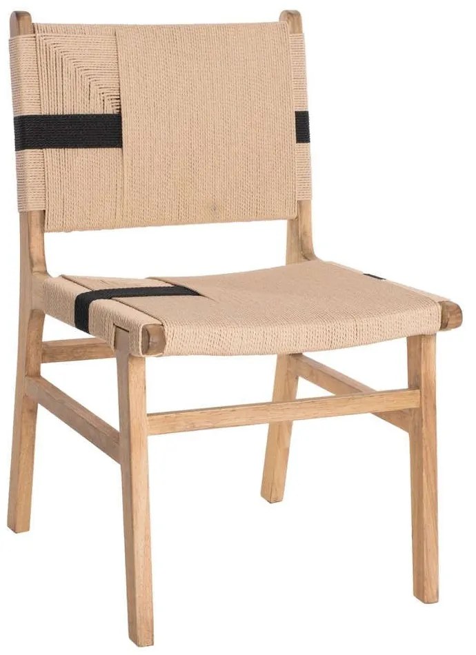 Καρέκλα Rubberwood HM9323.01 50x60x88cm Με Σχοινί Rustic Natural Wood, Rope