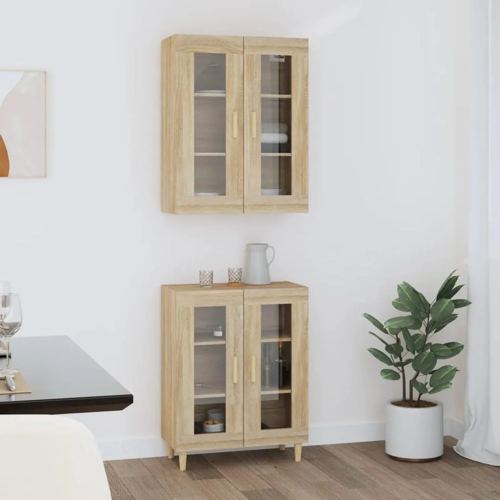 vidaXL Ντουλάπι Sonoma δρυς 69,5 x 34 x 180 εκ. από Επεξεργασμένο Ξύλο