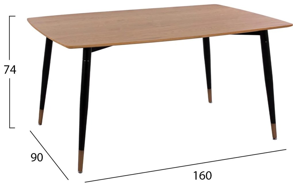Σετ τραπεζαρίας JOLIE C11198.03 5 τεμ. MDF TOP - Βελούδο Κυπαρισσί & Μέταλλο Μαύρο 160x90x74 εκ.