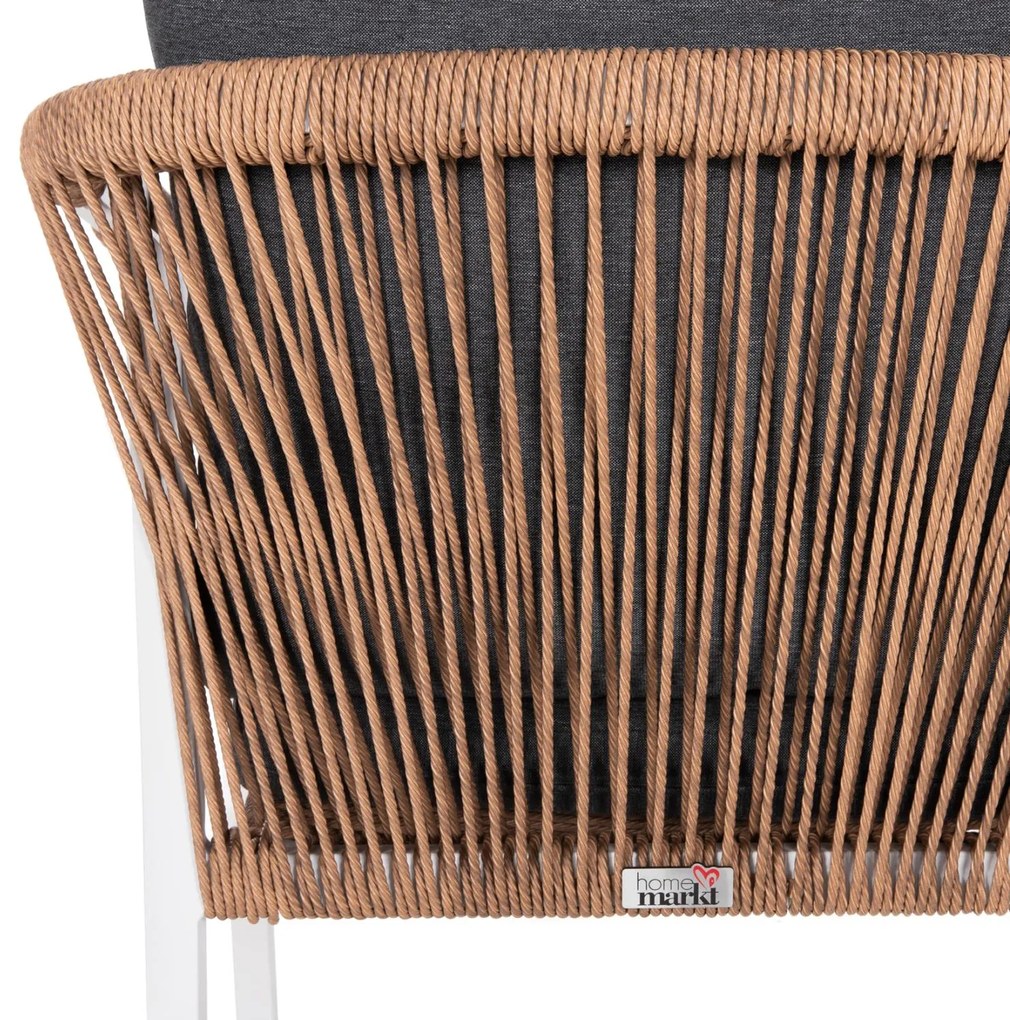 Καρέκλα - Πολυθρόνα MAERLY C6051.01 Αλουμινίου Λευκή με P.E. Rattan Καφέ και Ανθρακί μαξιλάρια 55,5x62,5x76,5-85 εκ. 55.5x62.5x85 εκ.