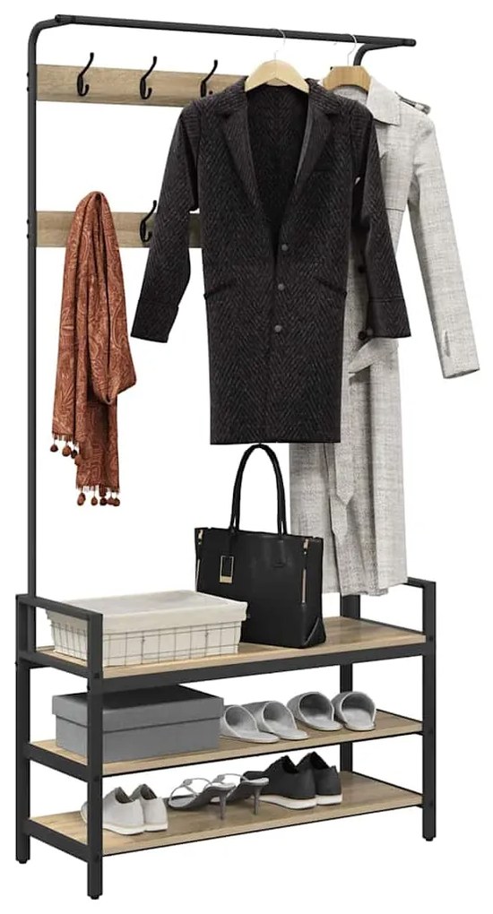 vidaXL Κρεμάστρα Δρύς Sonoma 95 x 34 x 184 εκ Επεξεργασμένο ξύλο