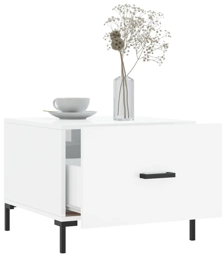 vidaXL Τραπεζάκι Σαλονιού Γυαλ. Λευκό 50 x 50 x 40 εκ. Επεξεργ. Ξύλο