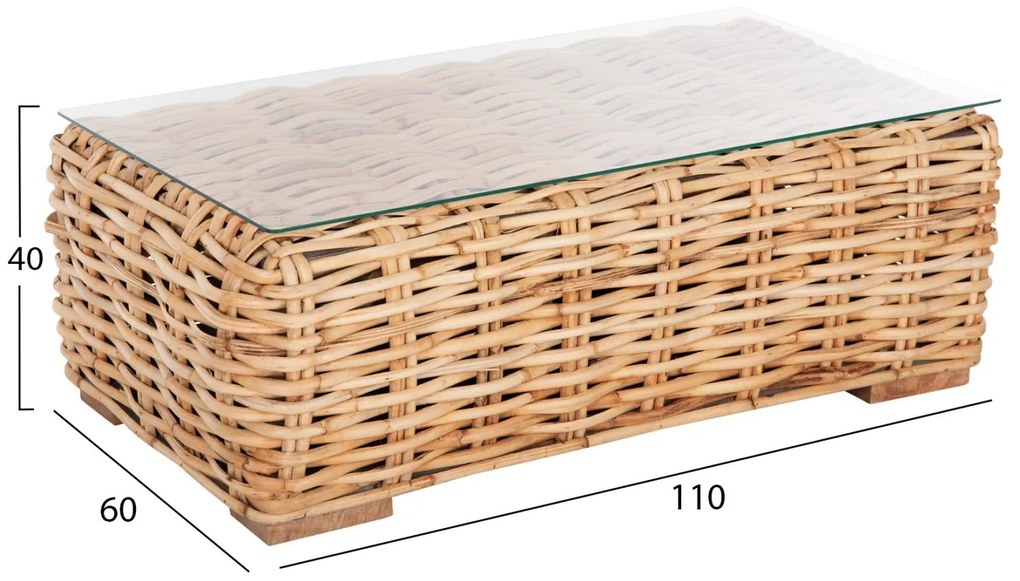 Σετ κήπου Σαλόνι TROPEL 3 τεμ Φυσικό Rattan &amp; Λευκά Μαξιλάρια